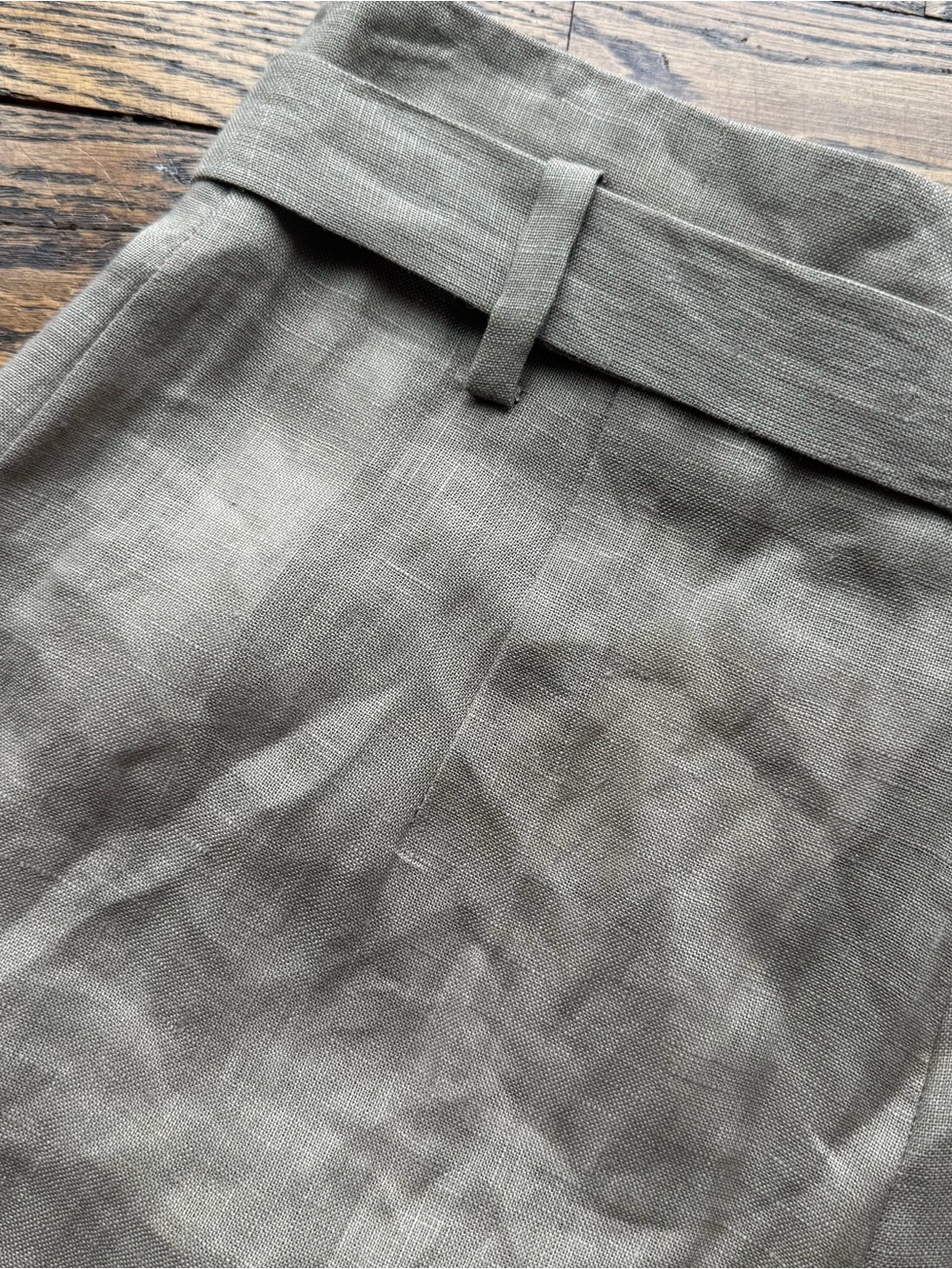 Zara 100% Linen NWT High Waist Linen Pleated Tie-Belt Shorts Taupe XS - Picture 8 of 10